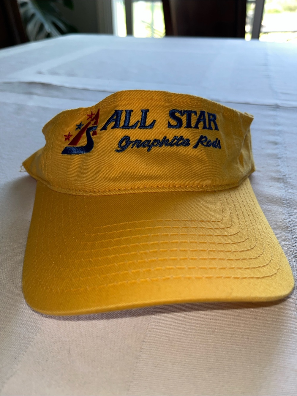 NWNT Vintage All Star Graphite Rods Yellow Athletic Sun Visor Hat